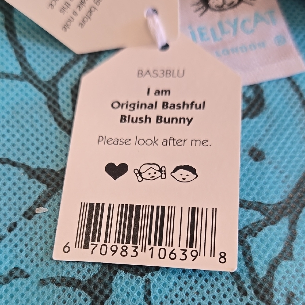 Jellycat Original Bashful Blush Bunny W/ Blue Bag - Picture 8 of 16